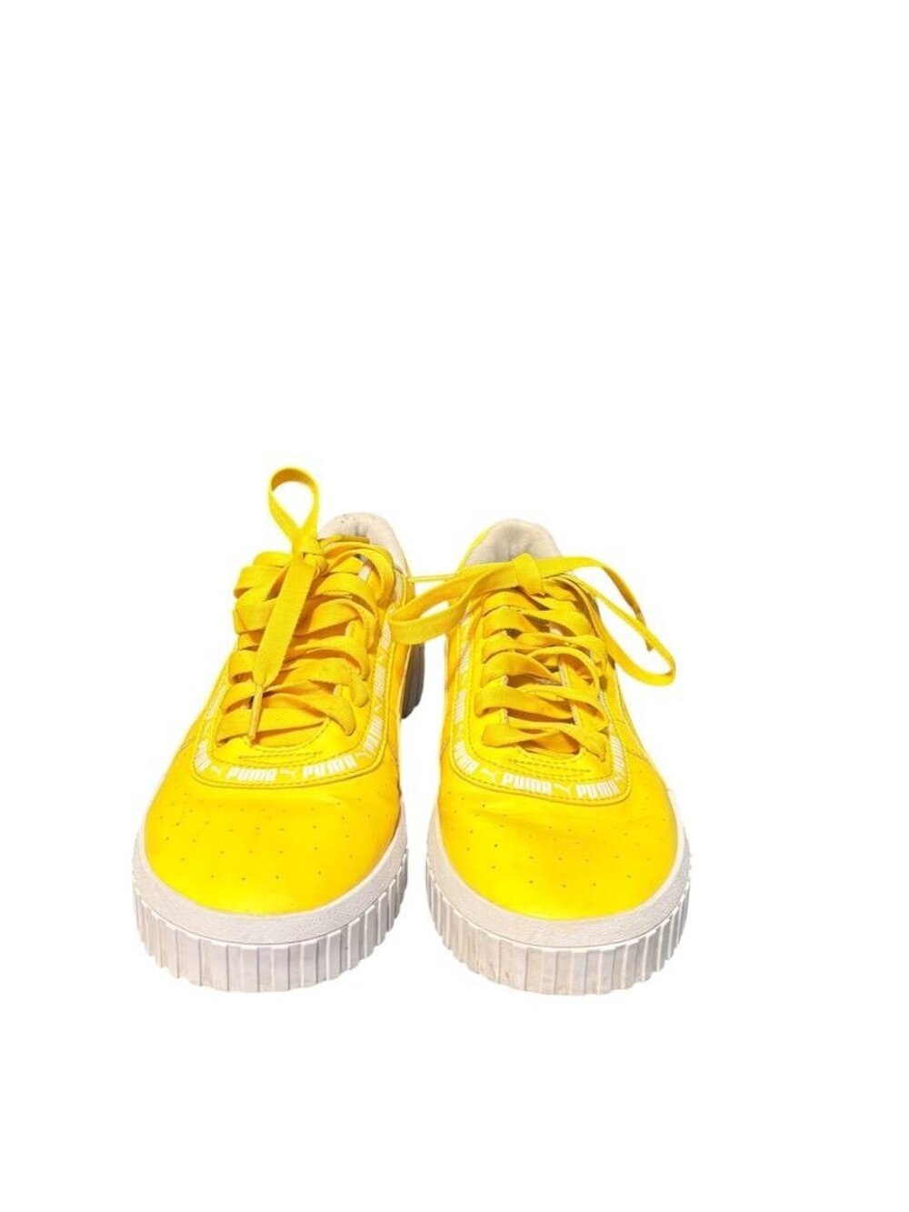 Puma Cali Taping Sneakers 38.5 fits a women 7.5 or kids 6.5 Yellow White - Picture 3 of 9